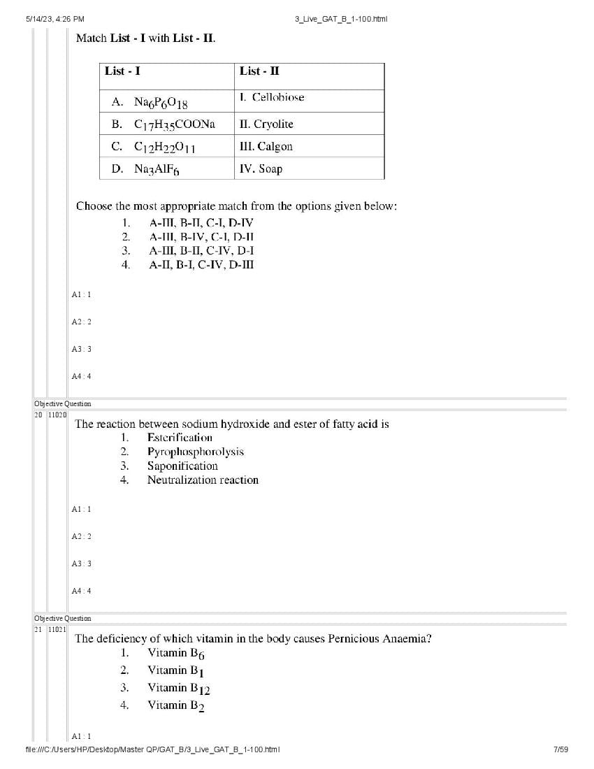 GAT-B / BET 2023 Question Paper PDF (GAT-B and BET, 13 May)