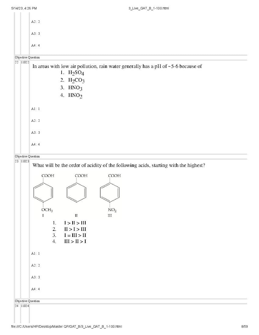 GAT-B / BET 2023 Question Paper PDF (GAT-B and BET, 13 May)