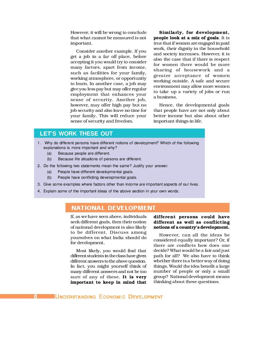 Ncert Book Class 10 Social Science Economics Chapter 1 Development