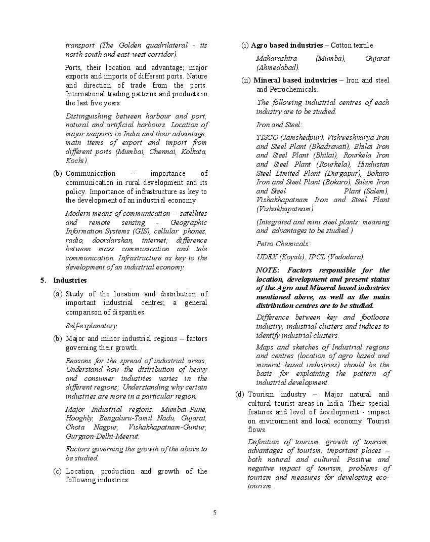 ISC Geography Syllabus 2023 for Class 11, Class 12