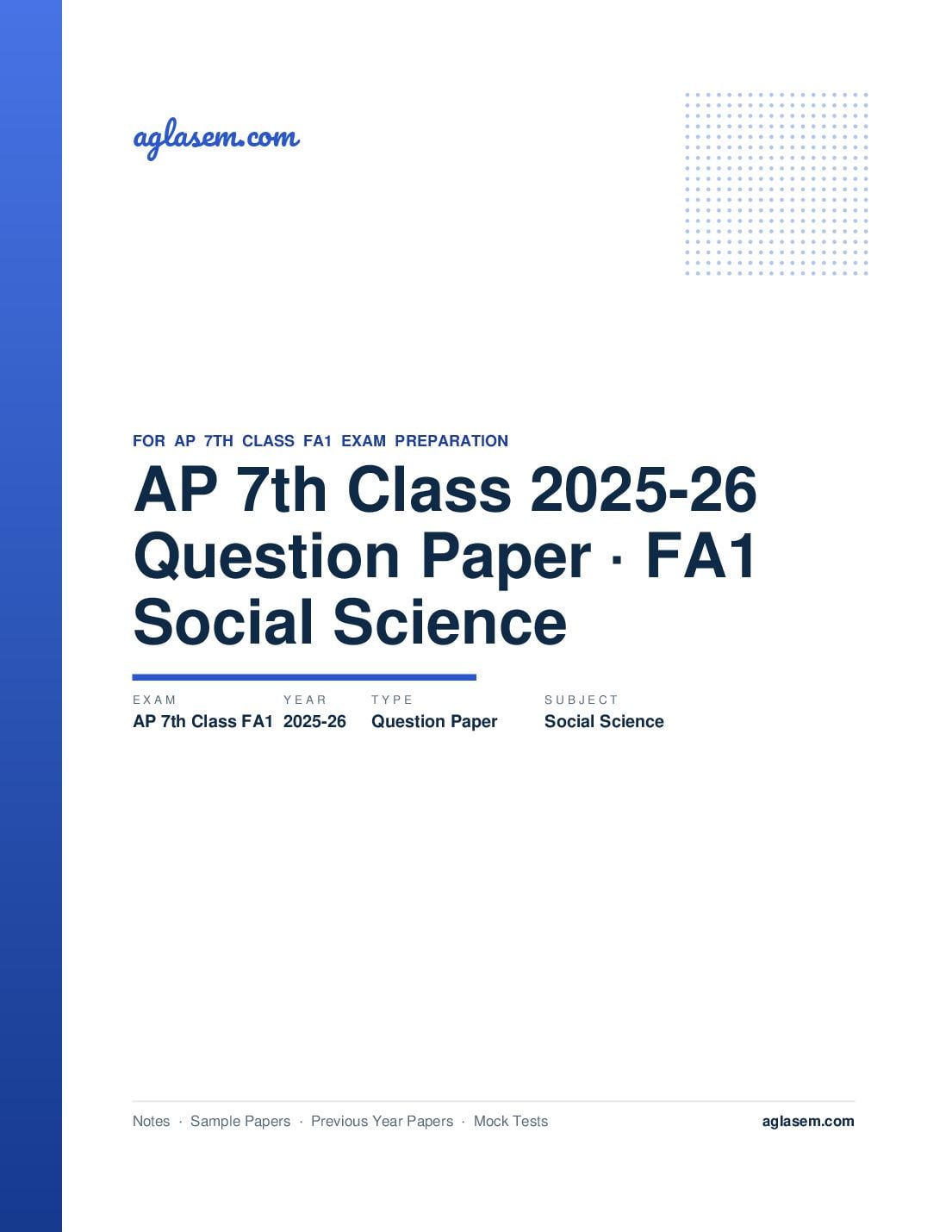 AP 7th Class Question Paper 2025-26 FA1 Social Science - Page 1 of 8