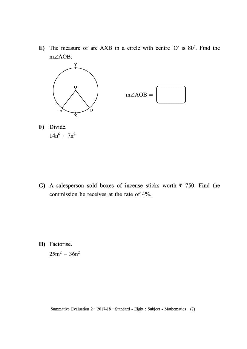 Class 8 Maths Sample Paper 2024 Maharashtra Board (PDF) - Maha Std8th ...