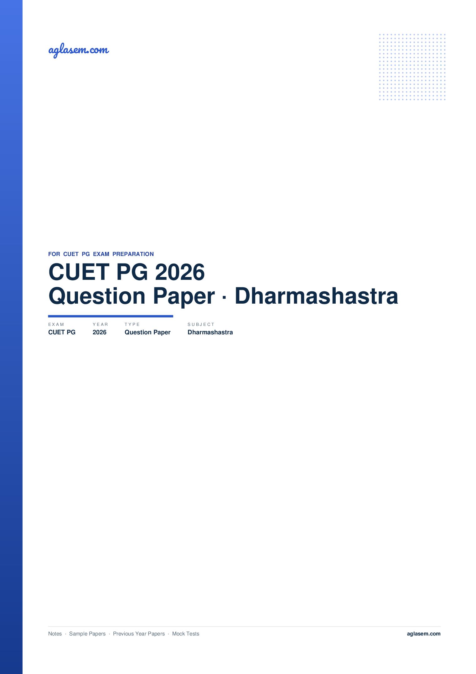 CUET PG 2026 Question Paper Dharmashastra - Page 1 of 27