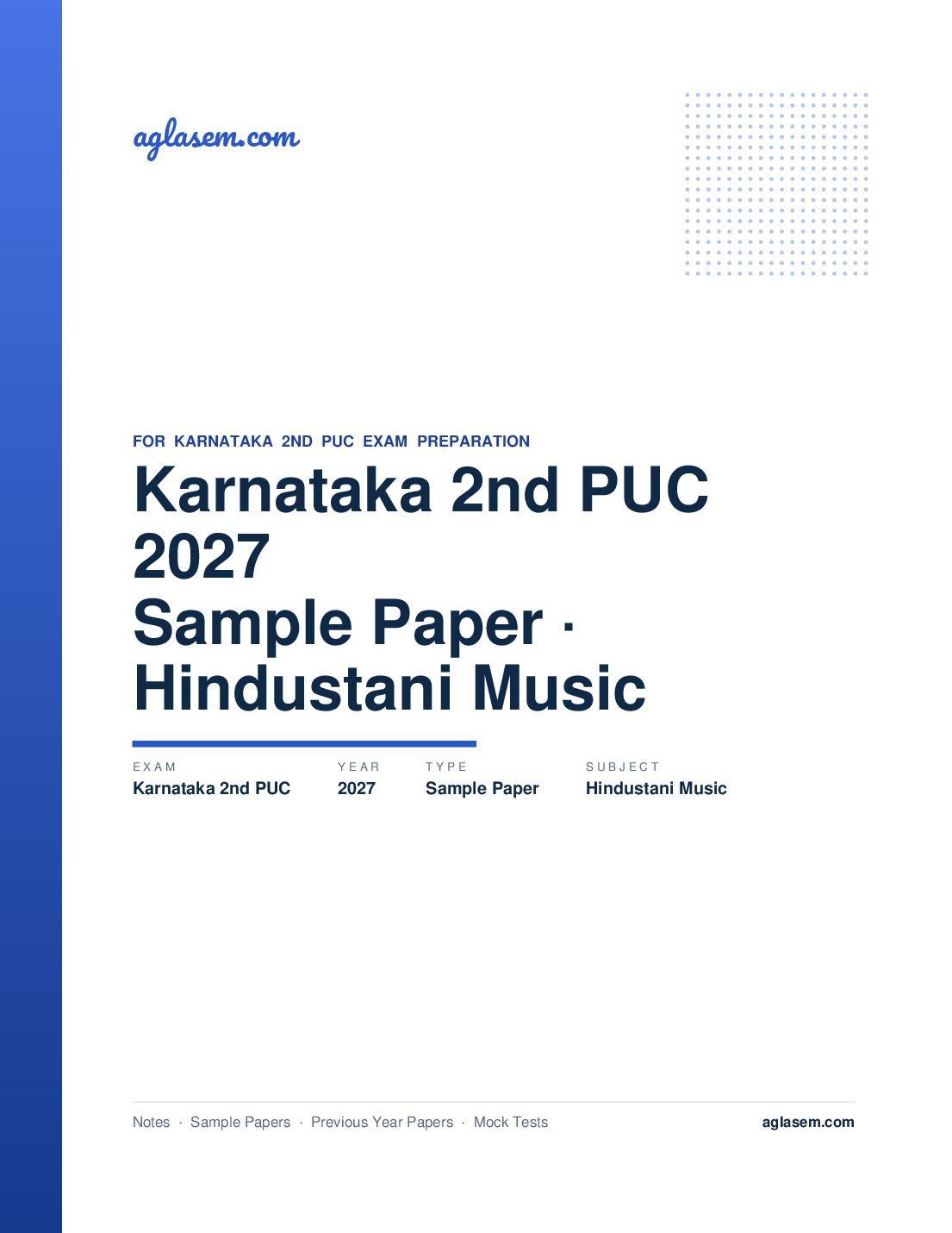 Karnataka 2nd PUC Model Question Paper 2027 for Hindustani Music - Page 1 of 5
