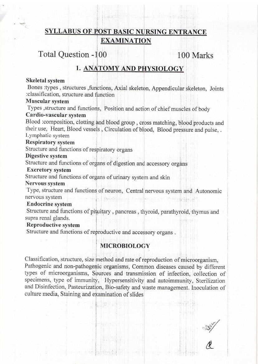 CG Post Basic B.Sc Nursing (PBN) 2023 Syllabus