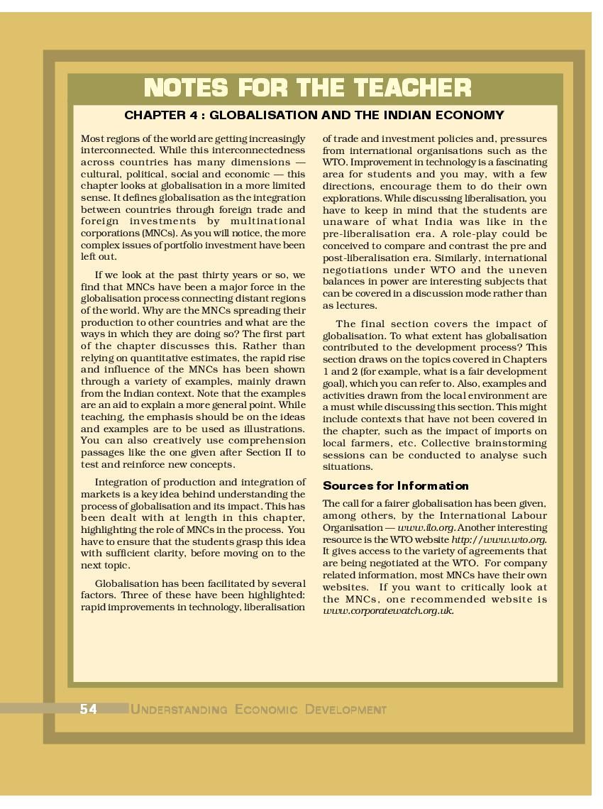 Ncert Book Class 10 Social Science Economics Chapter 4 Globalisation And The Indian Economy