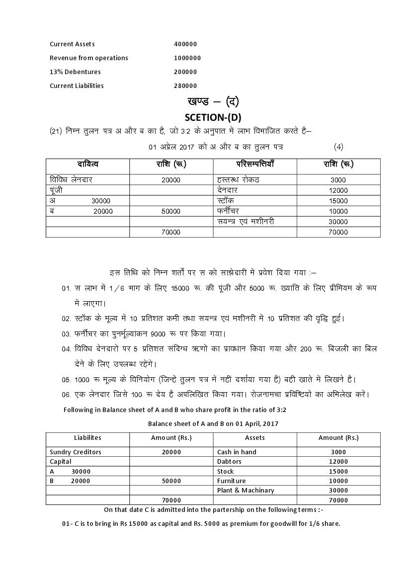 Rajasthan Board 12th Model Paper 2022 Accountancy Download PDF RBSE