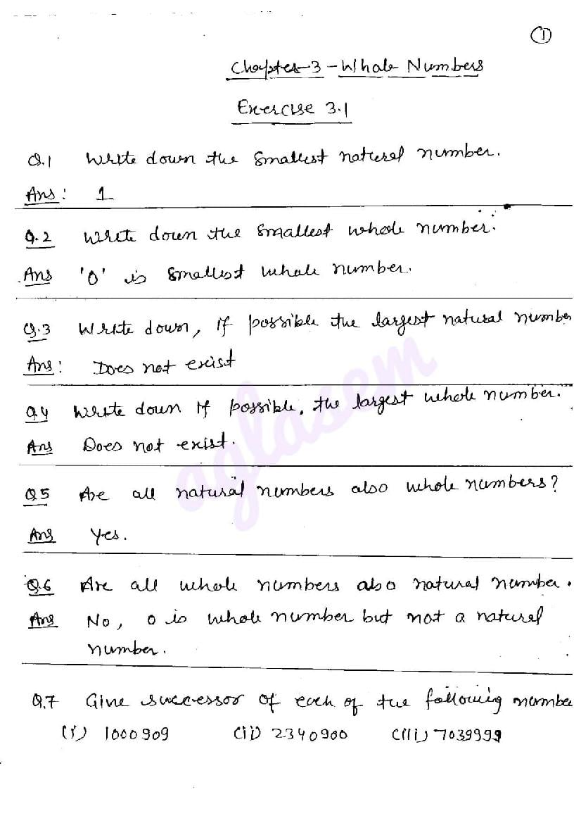 RD Sharma Solutions Class 6 Chapter 3 Whole Numbers Exercise 3.1 - Page 1