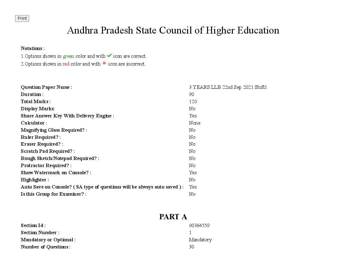 AP LAWCET 2021 Question Paper 3 Year with Answer Key - Page 1