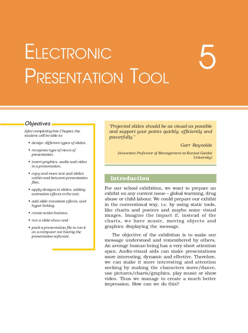 NCERT Book Class 11 Computer and Communication Technology Chapter 5 Electronic Presentation Tool - Page 1