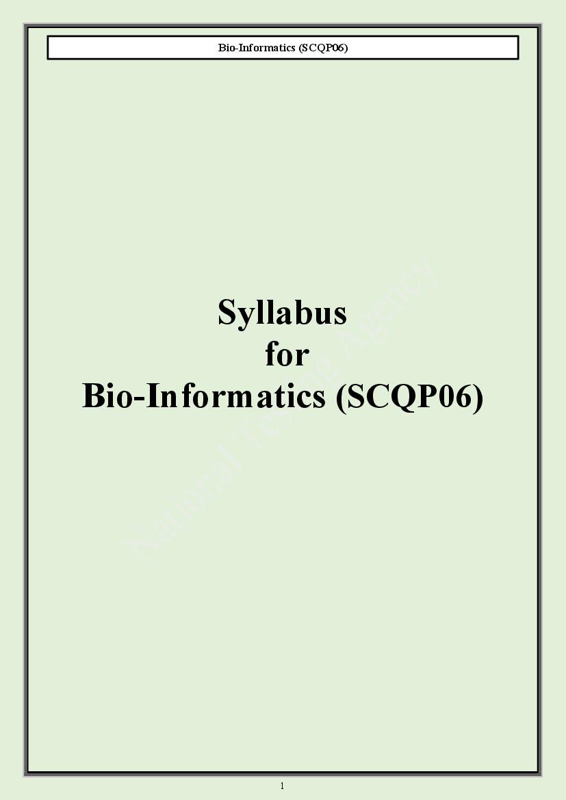 CUET PG 2024 Syllabus Bio Informatics - Page 1