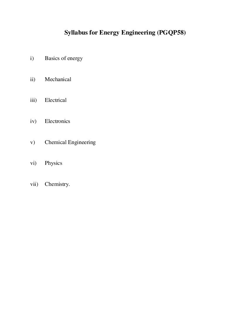 CUET PG 2022 Syllabus PGQP58 Power & Energy Engineering - Page 1