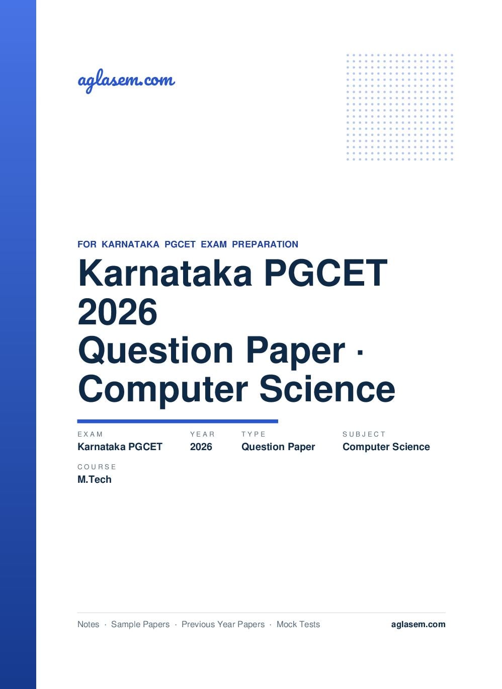 Karnataka PGCET 2026 Question Paper M.Tech Computer Science - Page 1 of 41