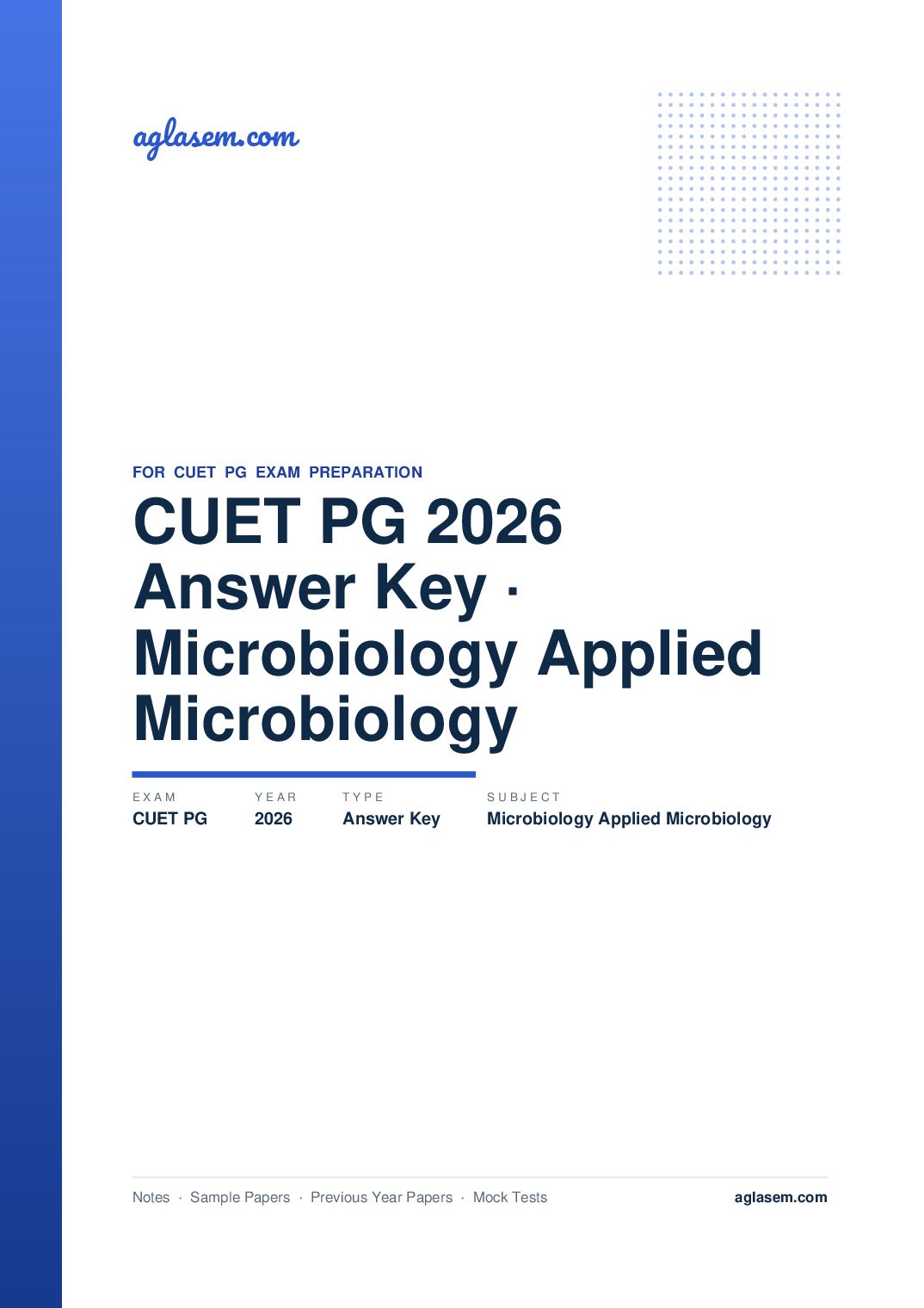 CUET PG 2026 Answer Key Microbiology and Applied Microbiology - Page 1 of 3