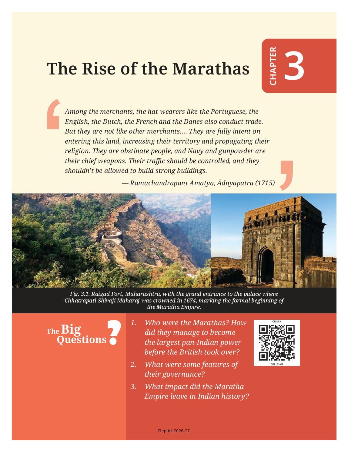 NCERT Book Class 8 Social Science (Exploring Society India and Beyond Part-I) Chapter 3 The Rise of the Marathas - Page 1 of 22