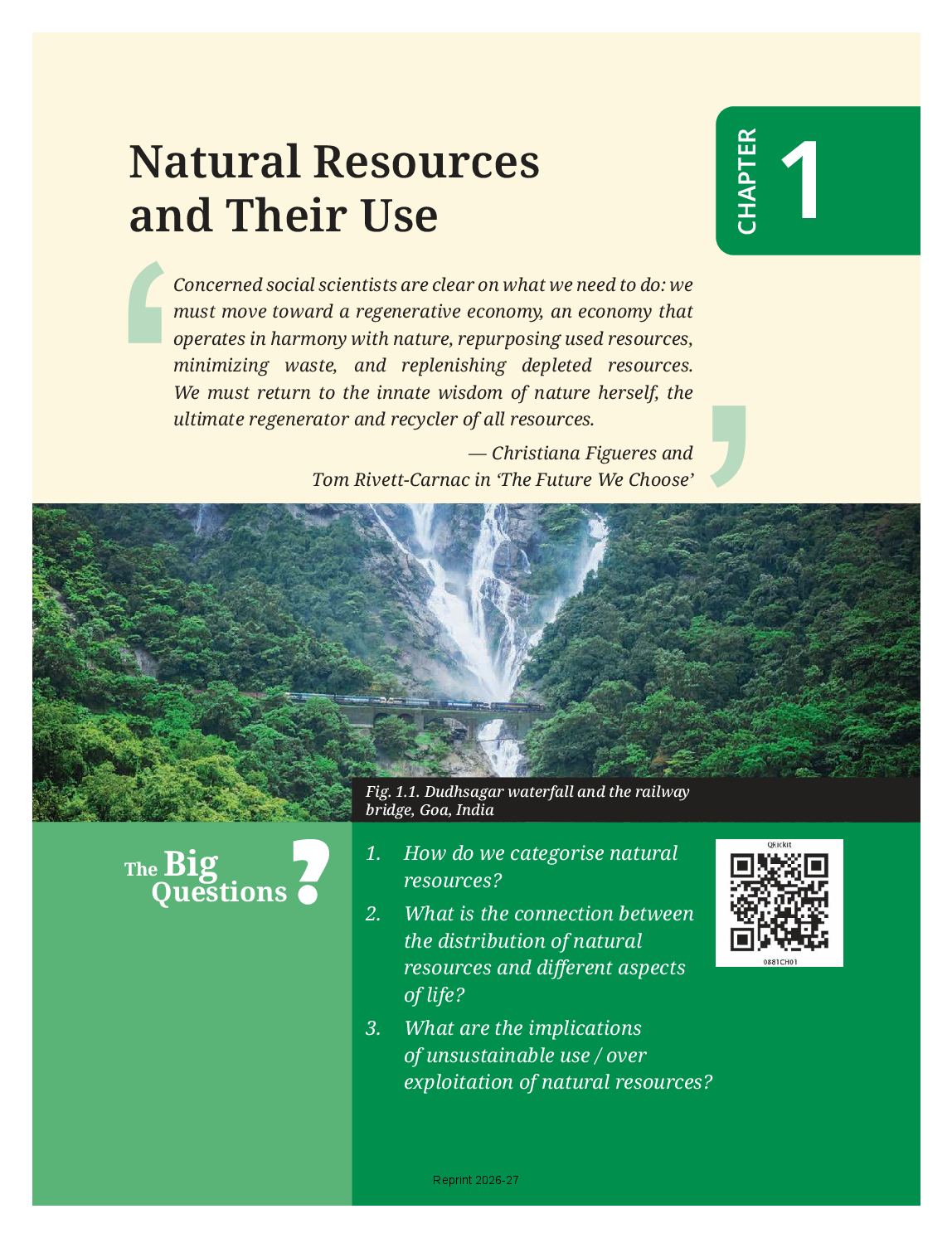 NCERT Book Class 8 Social Science (Exploring Society India and Beyond Part-I) Chapter 1 Natural Resources and Their Use - Page 1 of 20