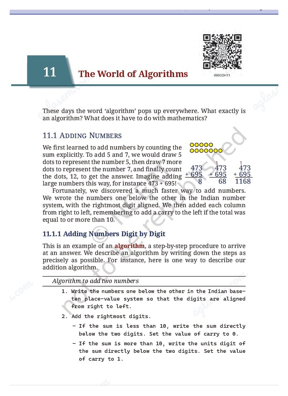 NCERT Book Class 9 Mathematics Chapter 11 The World of Algorithms - Page 1 of 14