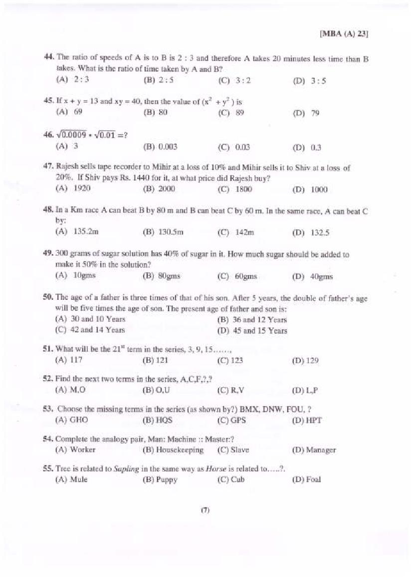 PU USOL MBA 2023 Question Paper (PDF) - Download Here - AglaSem Admission