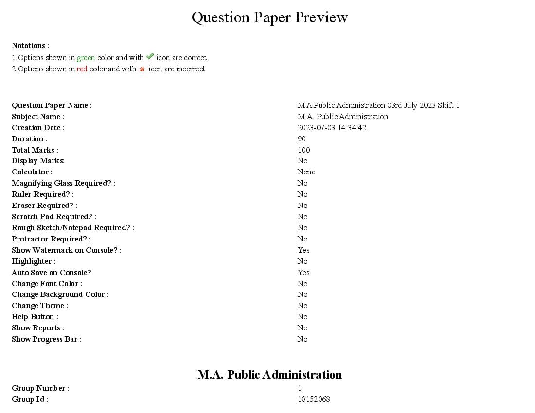 TS CPGET 2023 Question Paper MA Public Administration - Page 1