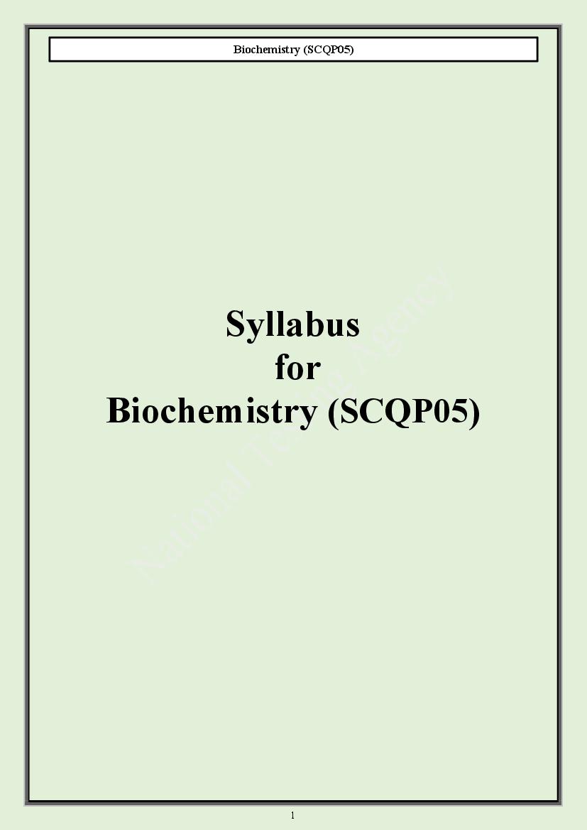 CUET PG 2024 Syllabus Biochemistry - Page 1