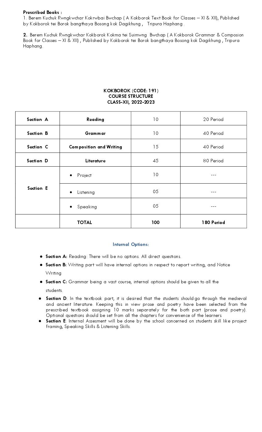 CBSE Class 12 Syllabus 2022-23 Kokborok - Page 1