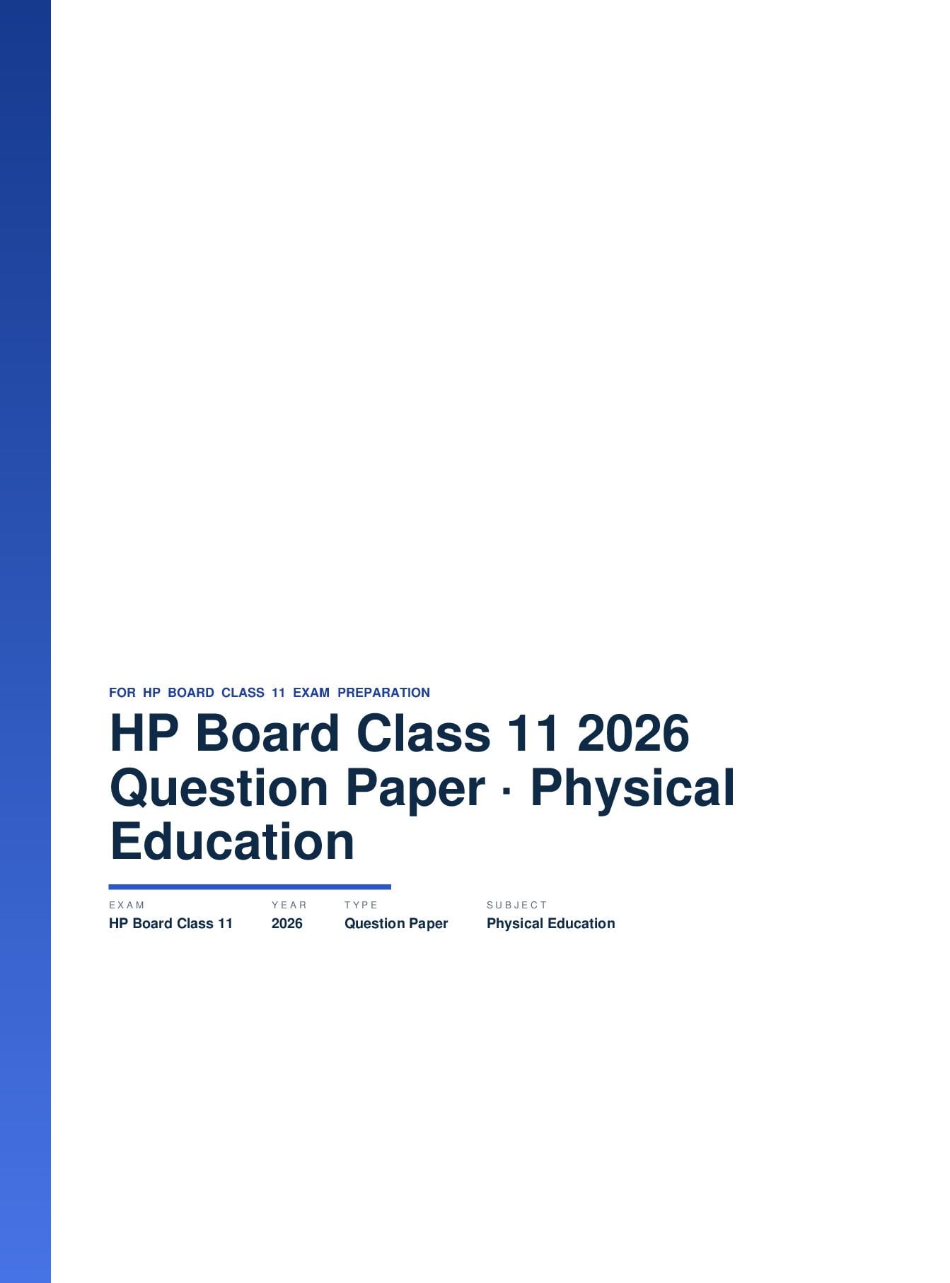 HP Board Class 11 Question Paper 2026 Physical Education - Page 1 of 17