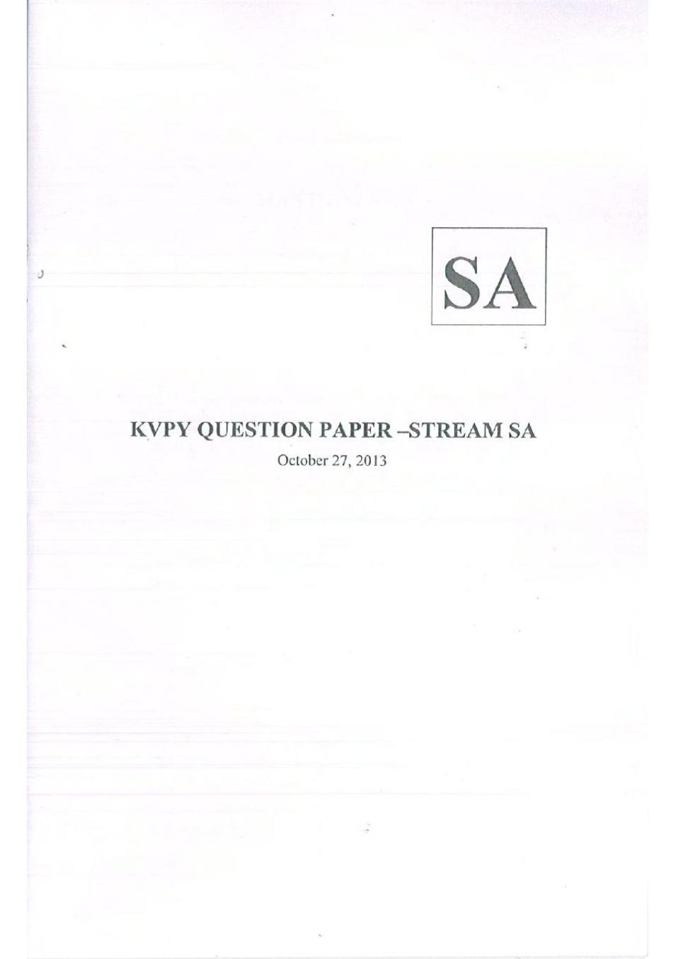 KVPY 2013 Question Paper with Answer Key for SA Stream - Page 1