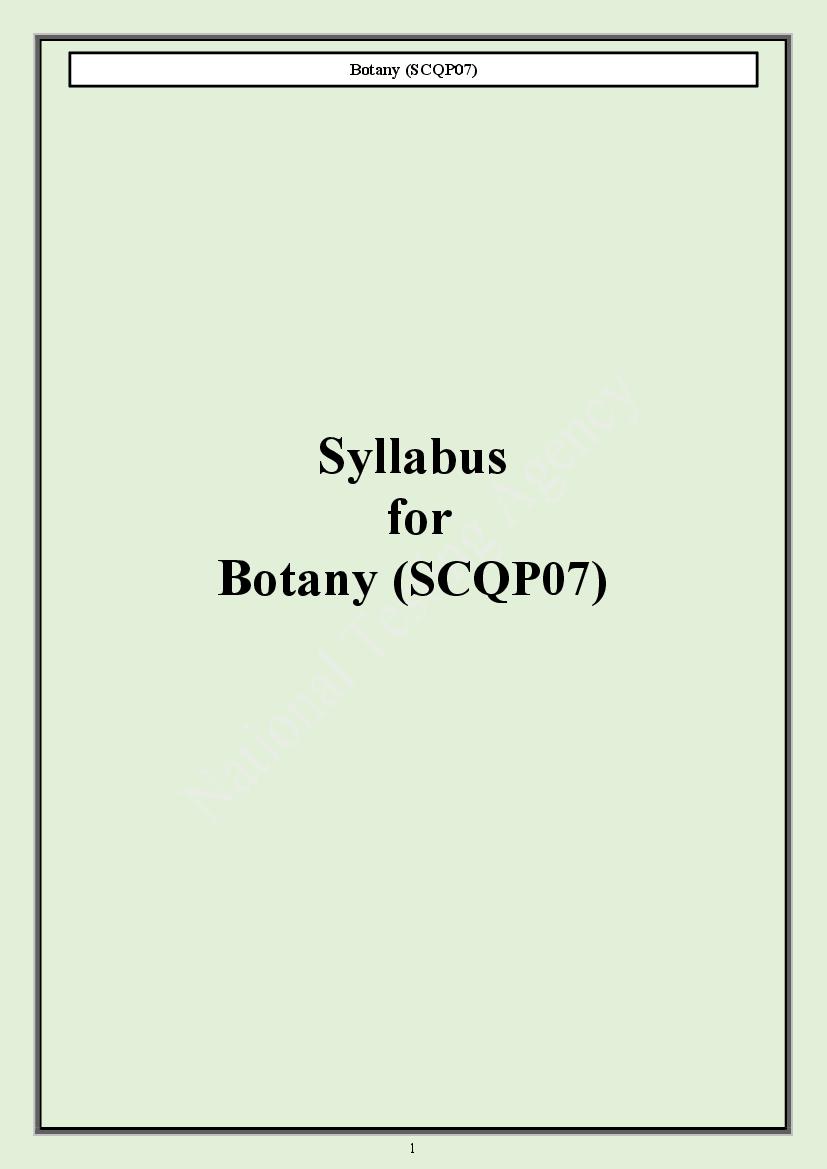 CUET PG 2024 Syllabus Botany - Page 1