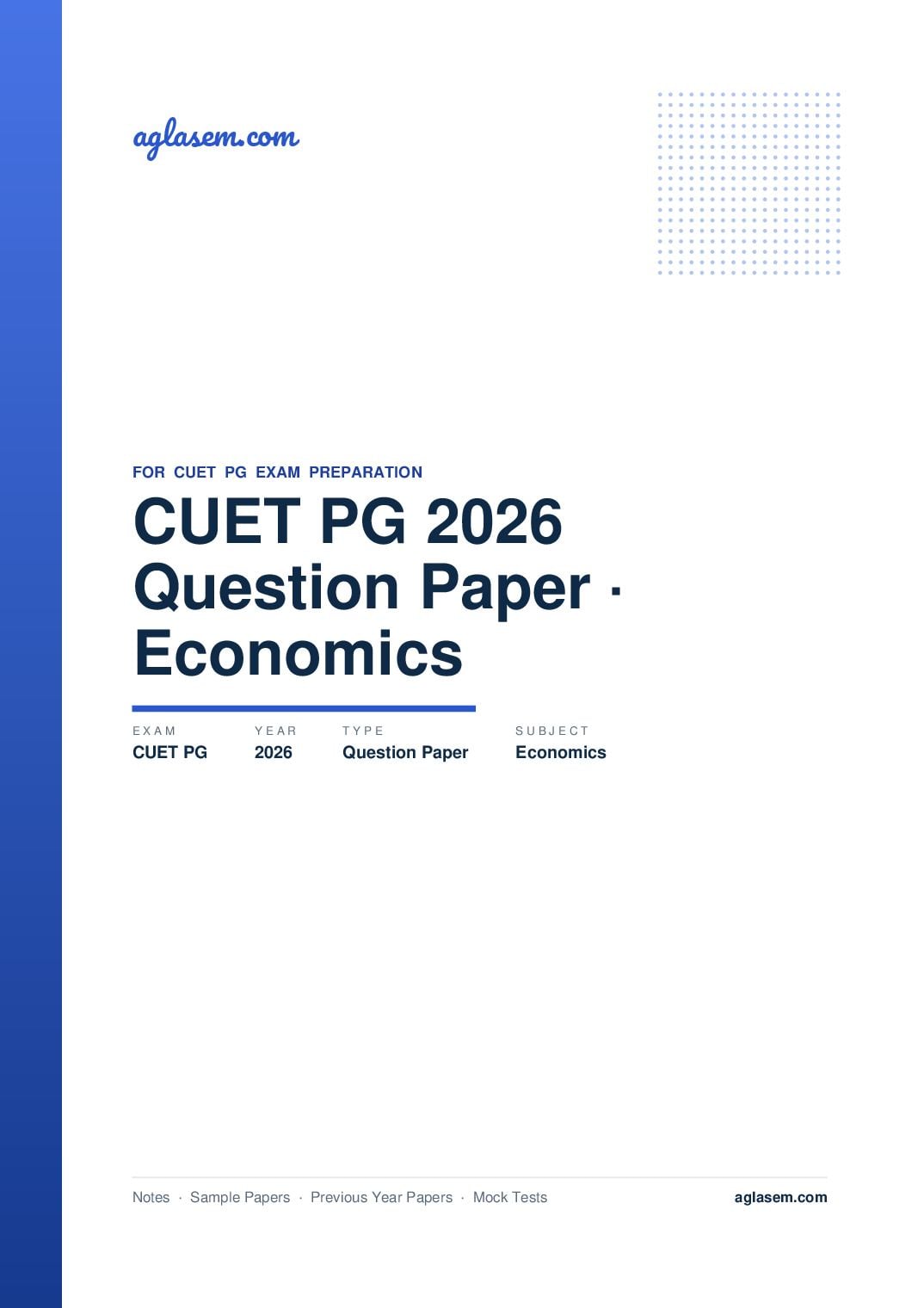 CUET PG 2026 Question Paper Economics - Page 1 of 89
