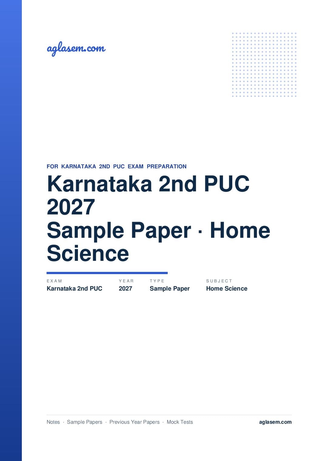 Karnataka 2nd PUC Model Question Paper 2027 for Home Science - Page 1 of 5
