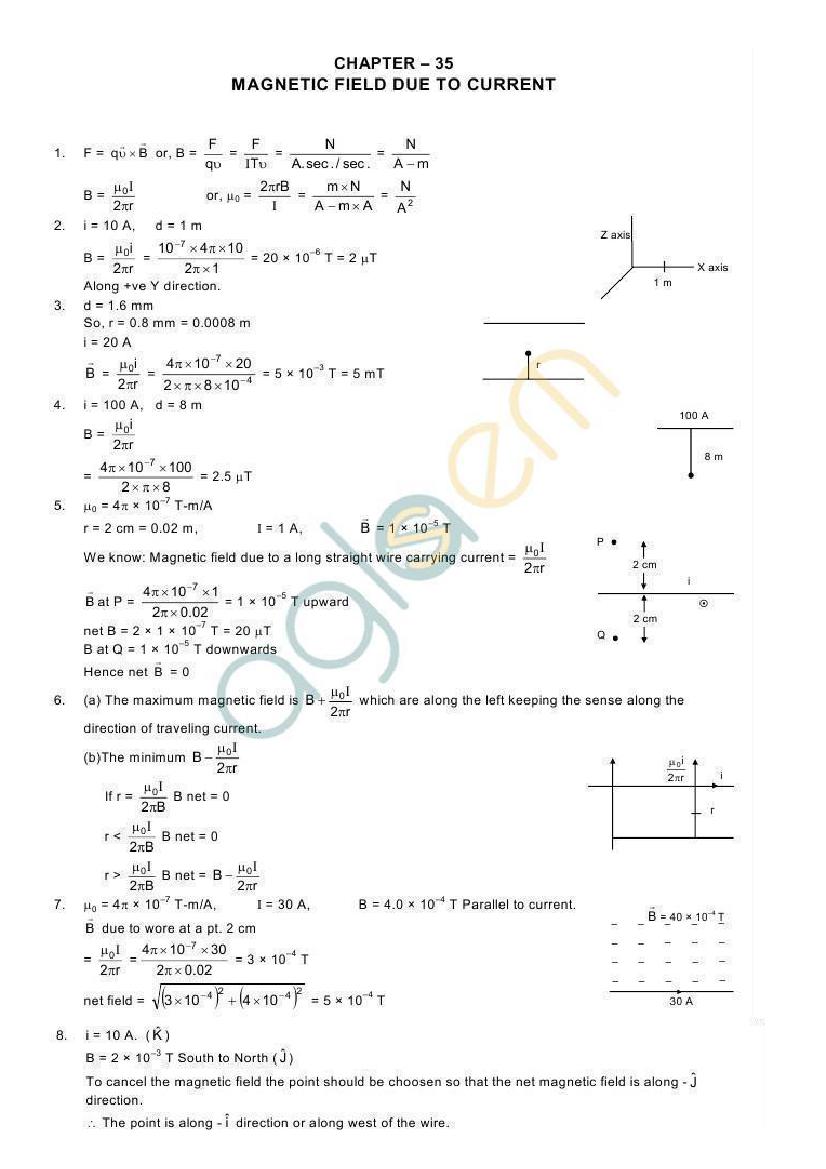 HC Verma Solutions Chapter 35 Magnetic Field Due to a Current - Page 1