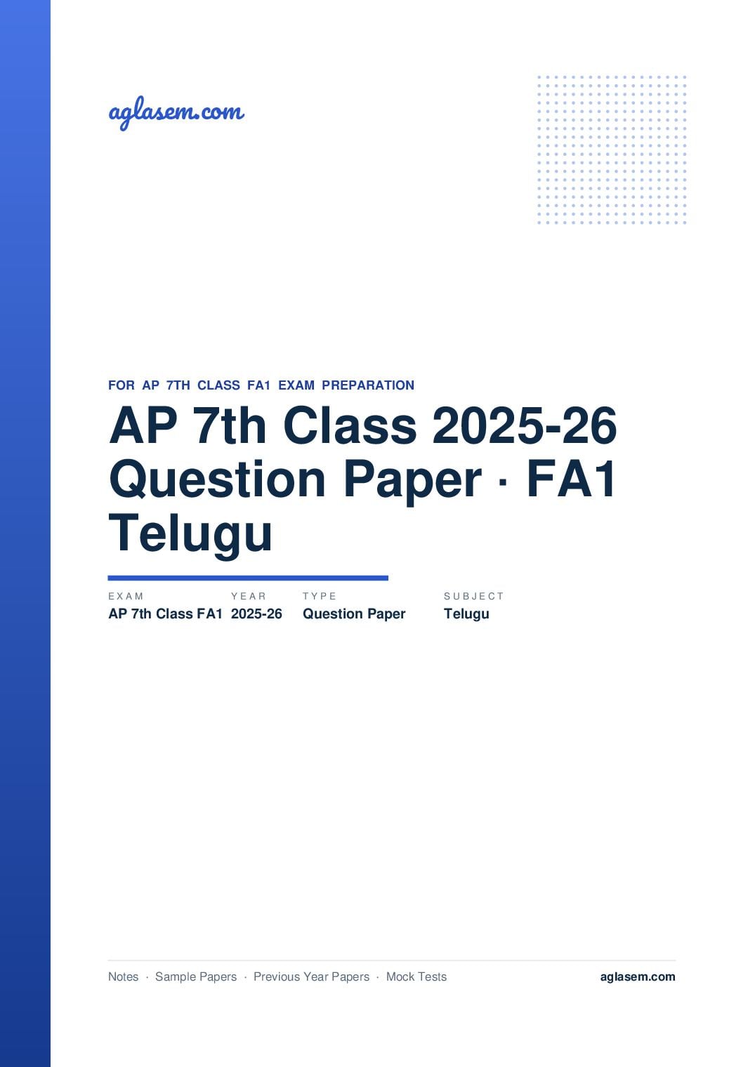 AP 7th Class Question Paper 2025-26 FA1 Telugu - Page 1 of 6