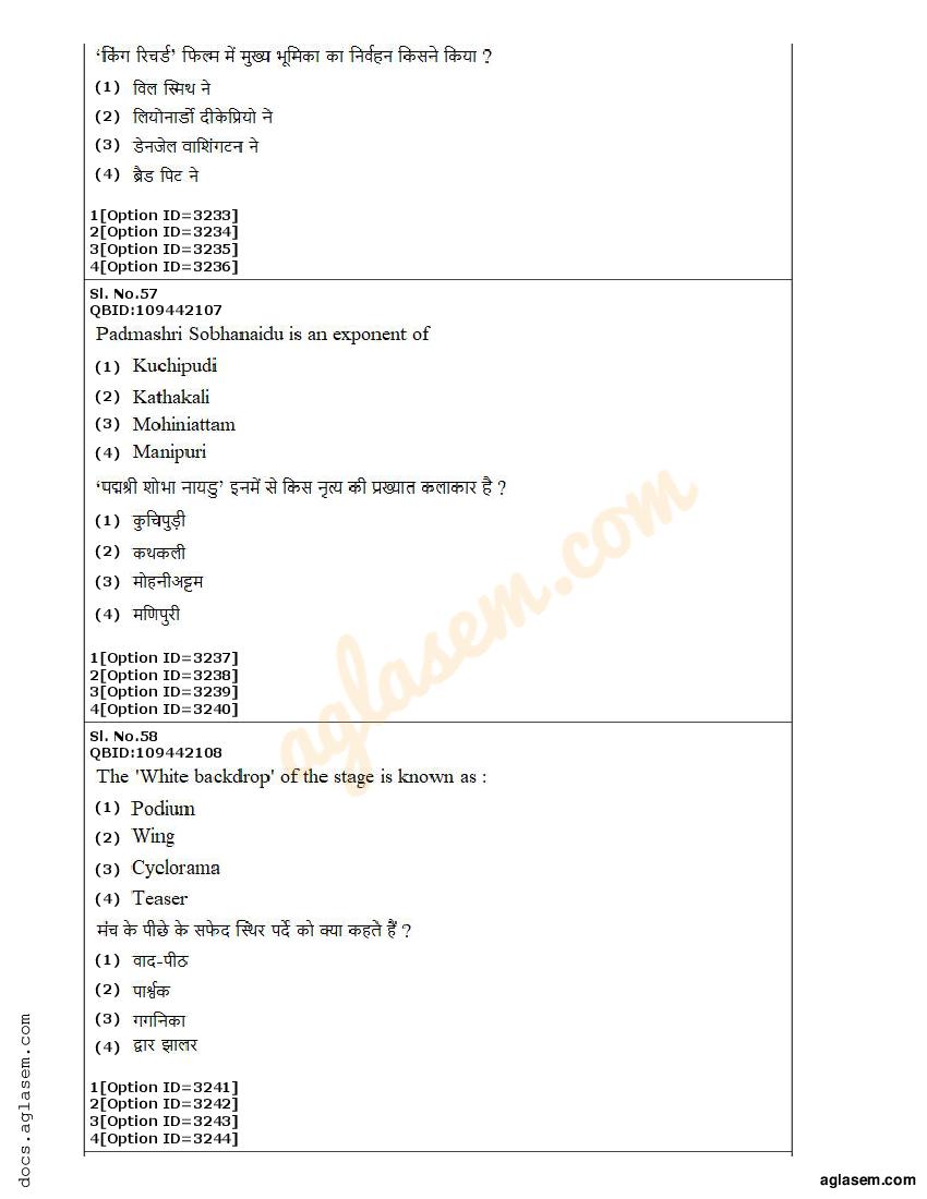 CUET PG Theatre Question Paper 2022 (PDF) - Download Here - AglaSem ...