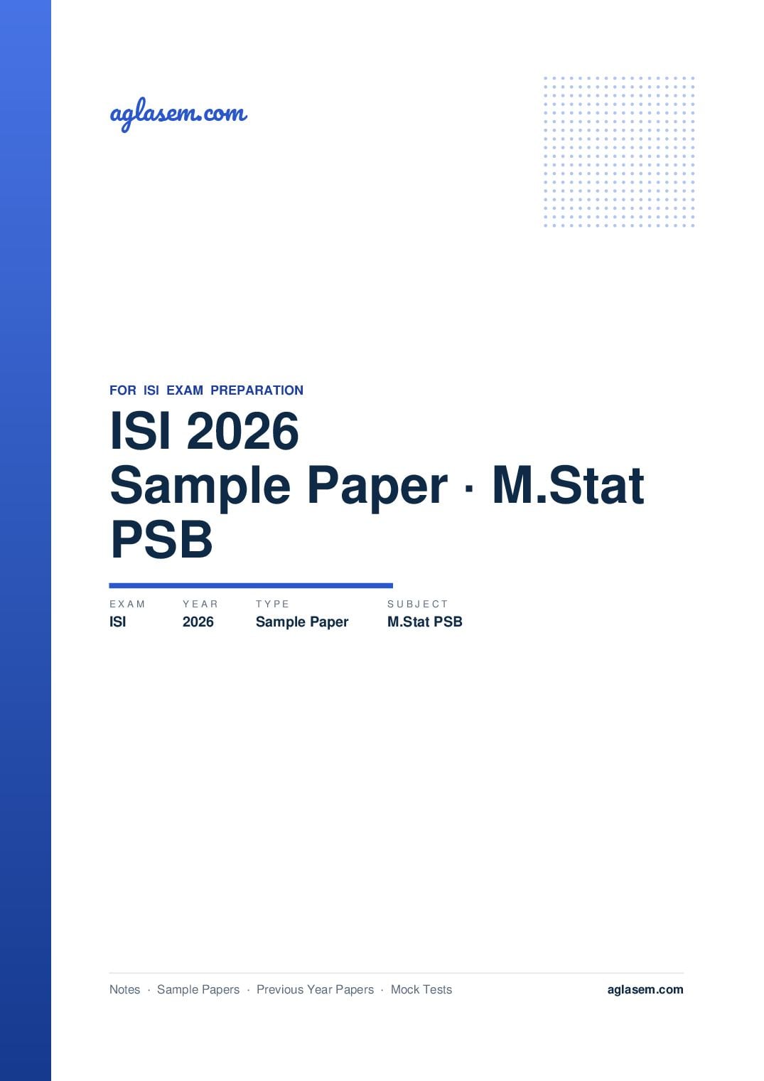 ISI Admission Test 2026 Sample Paper M.Stat PSB - Page 1 of 5