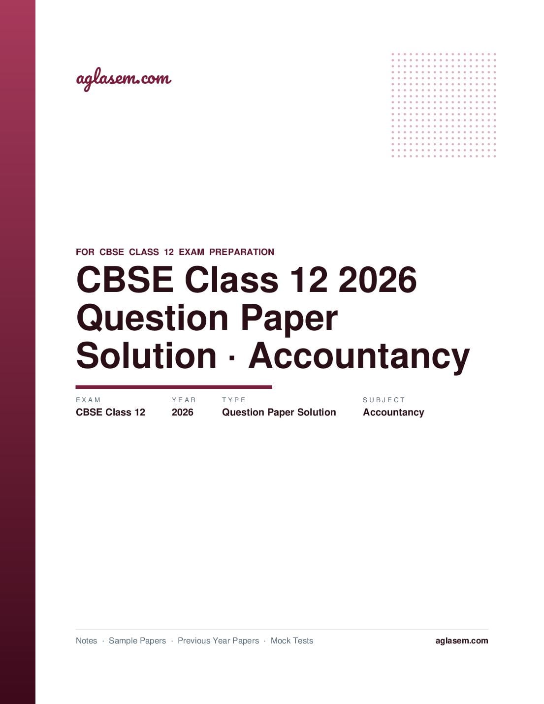 CBSE Class 12 Question Paper 2026 Solution Accountancy - Page 1 of 23