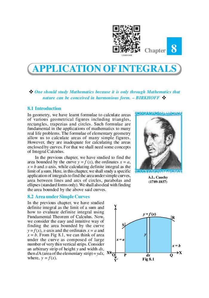 NCERT Book Class 12 Maths Chapter 8 Application of Integrals - Page 1