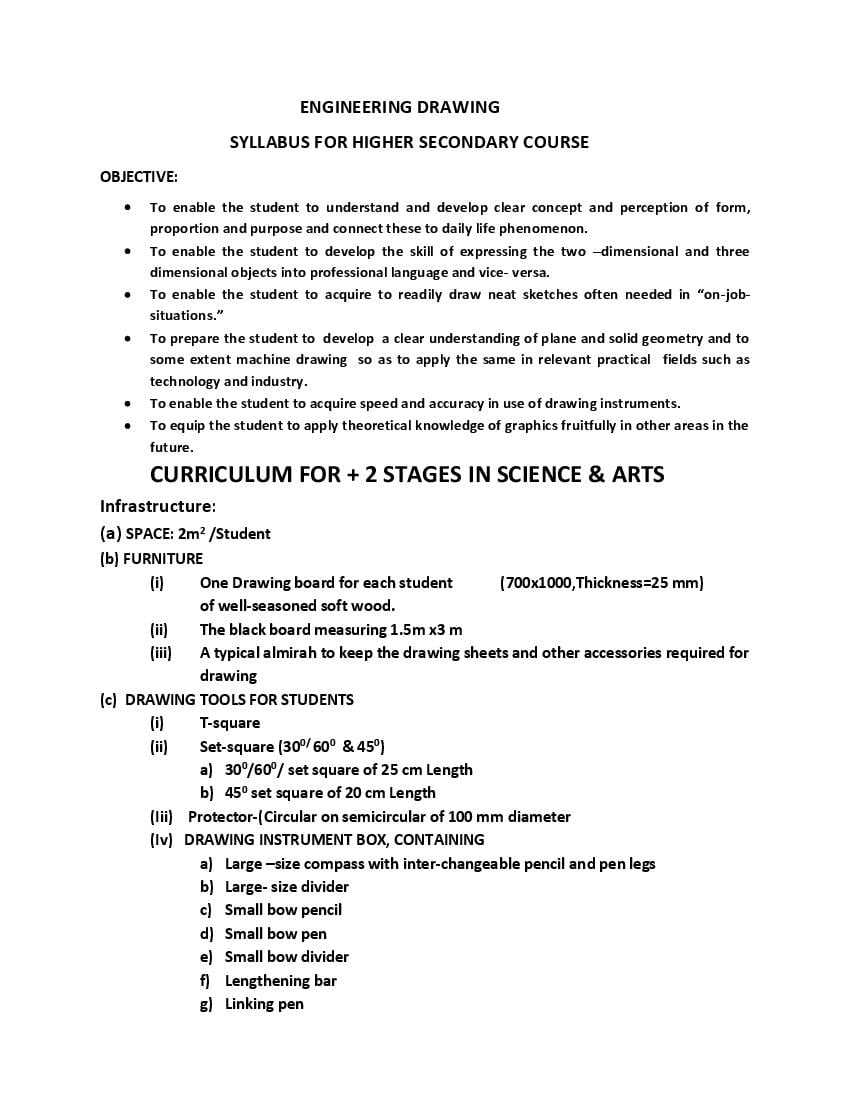 AHSEC 1st Year Syllabus 2025 Engineering Drawing - Page 1