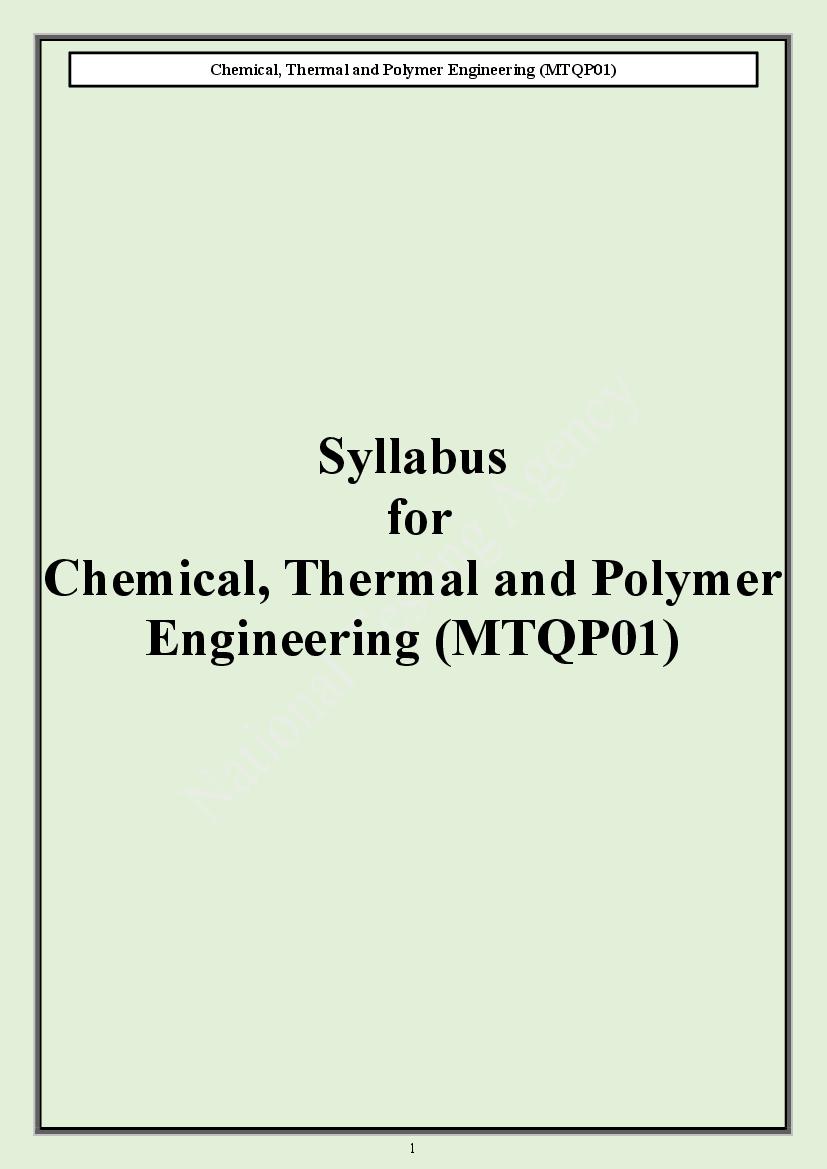 CUET PG 2024 Syllabus Chemical Thermal and Polymer Engineering - Page 1
