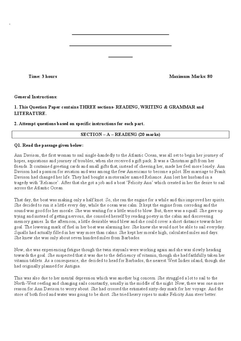 Class 9 English Mid Term Sample Paper 2023 Download Term 1 Practice 