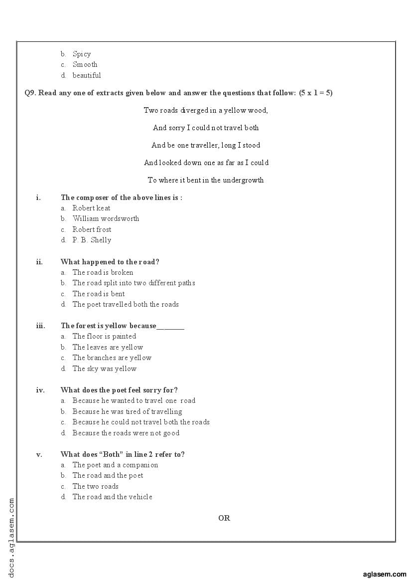 english question papers grade 9