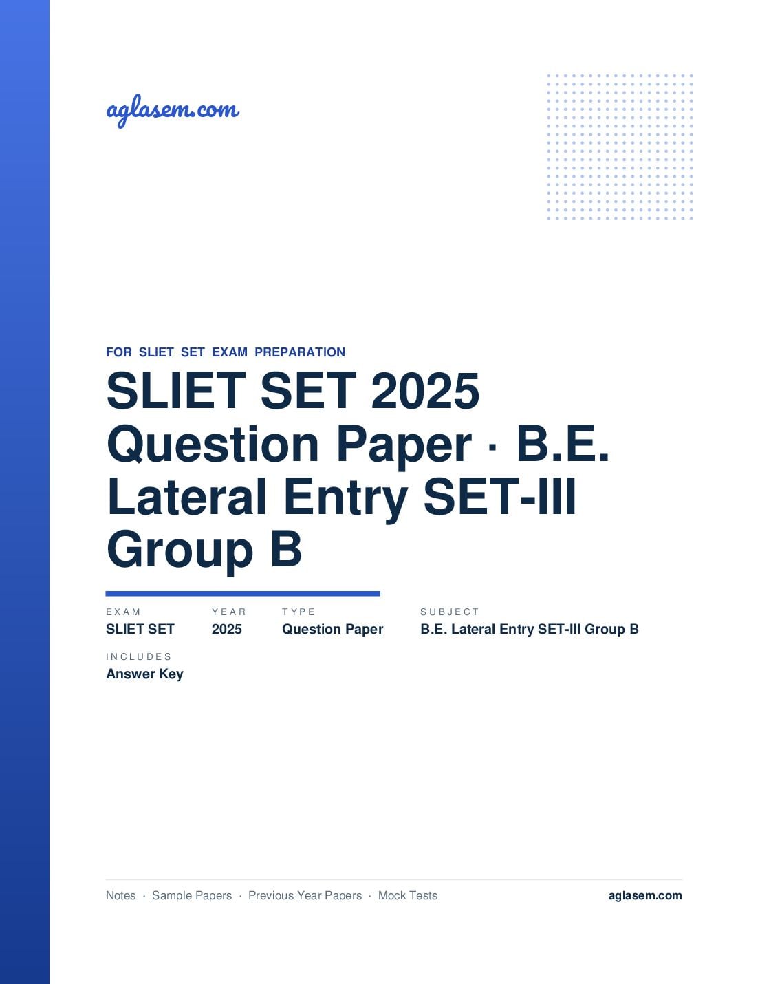 SLIET SET 2025 Question Paper with Answer Key B.E. Lateral Entry SET-III Group B - Page 1 of 15