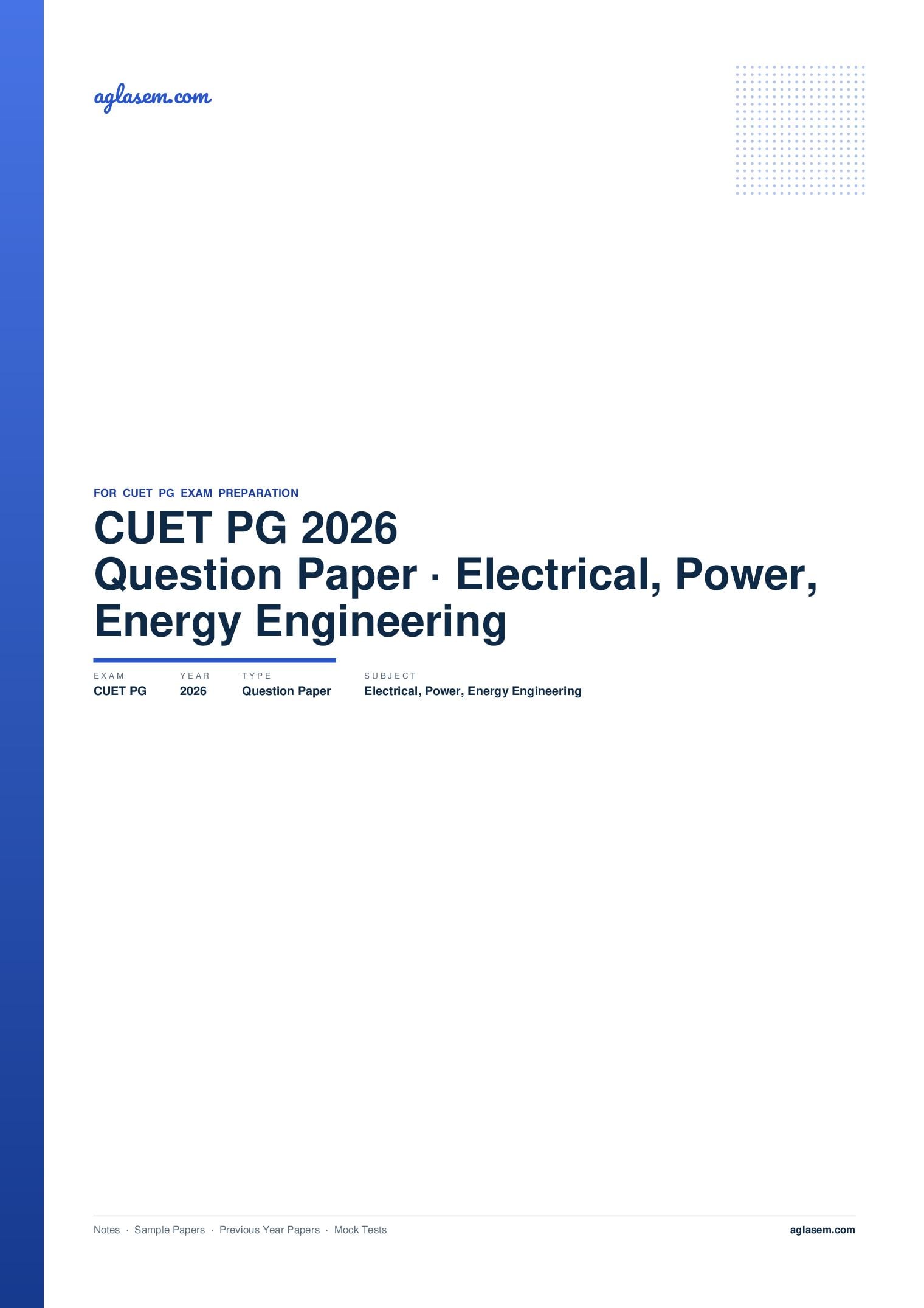 CUET PG 2026 Question Paper Electrical, Power, and Energy Engineering - Page 1 of 25