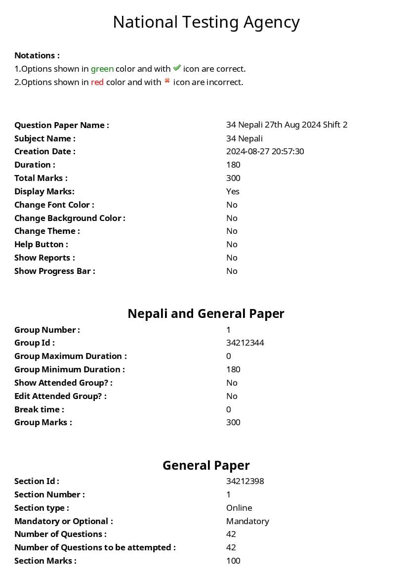 UGC NET 2024 Question Paper Nepali - Page 1