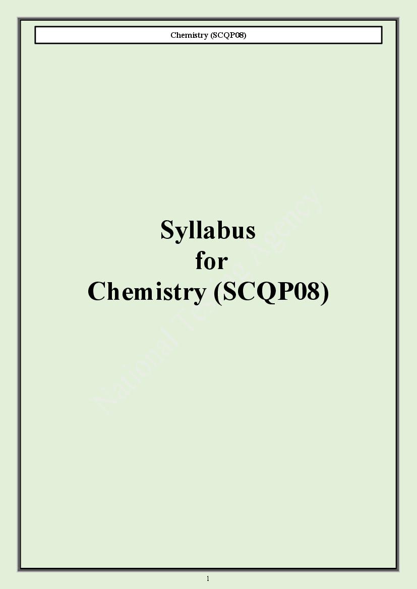 CUET PG 2024 Syllabus Chemistry - Page 1