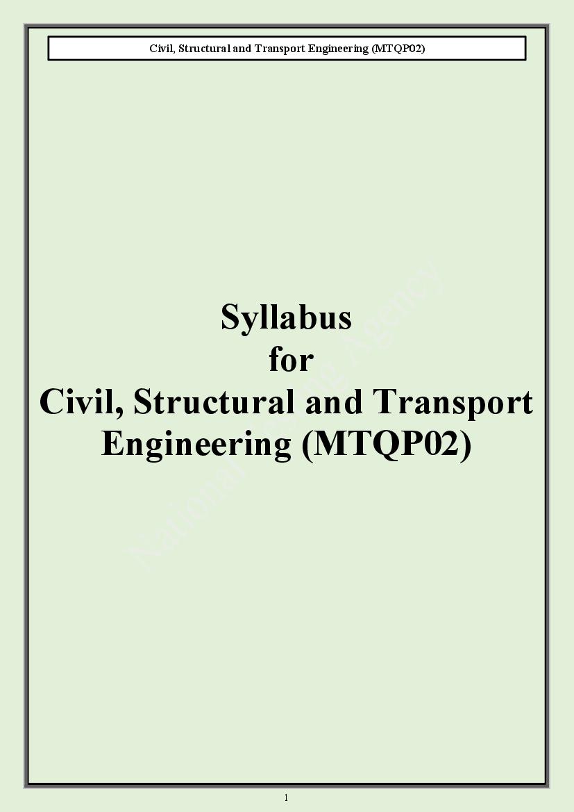 CUET PG 2024 Syllabus Civil Structural and Transport Engineering - Page 1
