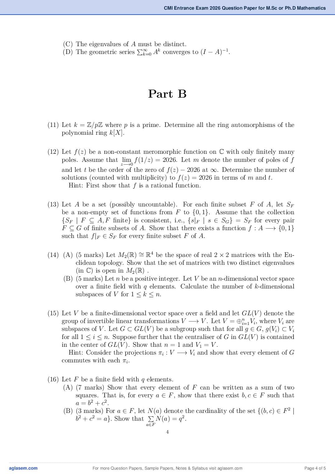 CMI Entrance Exam 2026 Question Papers PDF with Solutions (3 Papers)