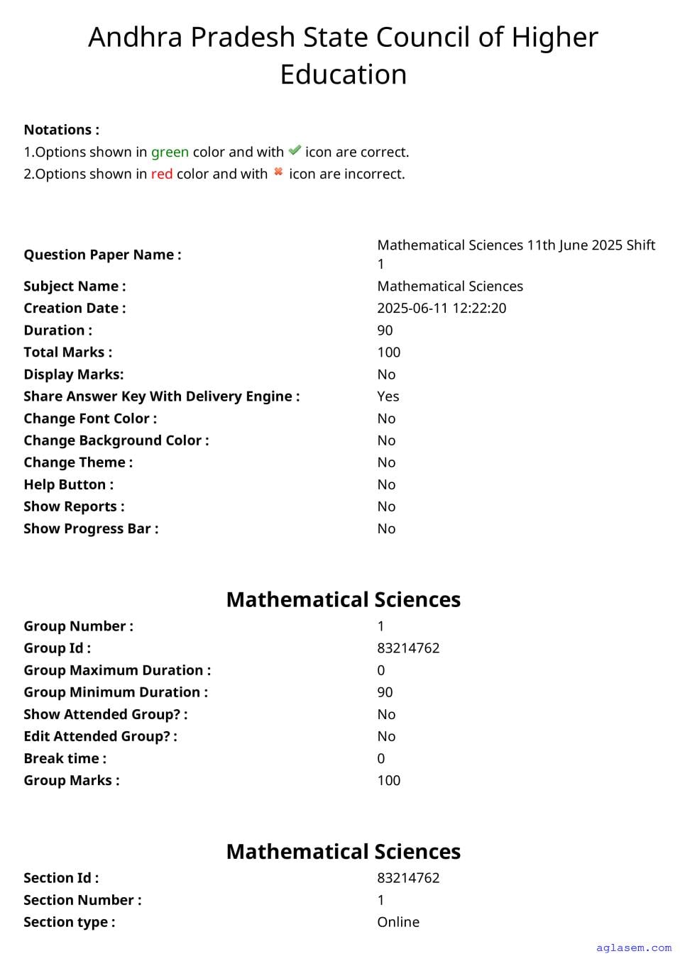AP PGCET 2025 Question Paper with Answer Key Mathematical Sciences - Page 1 of 60