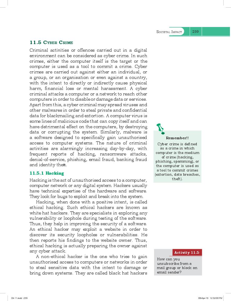 NCERT Book Class 11 Computer Science Chapter 11 Societal Impact