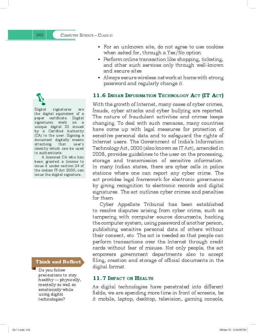 NCERT Book Class 11 Computer Science Chapter 11 Societal Impact