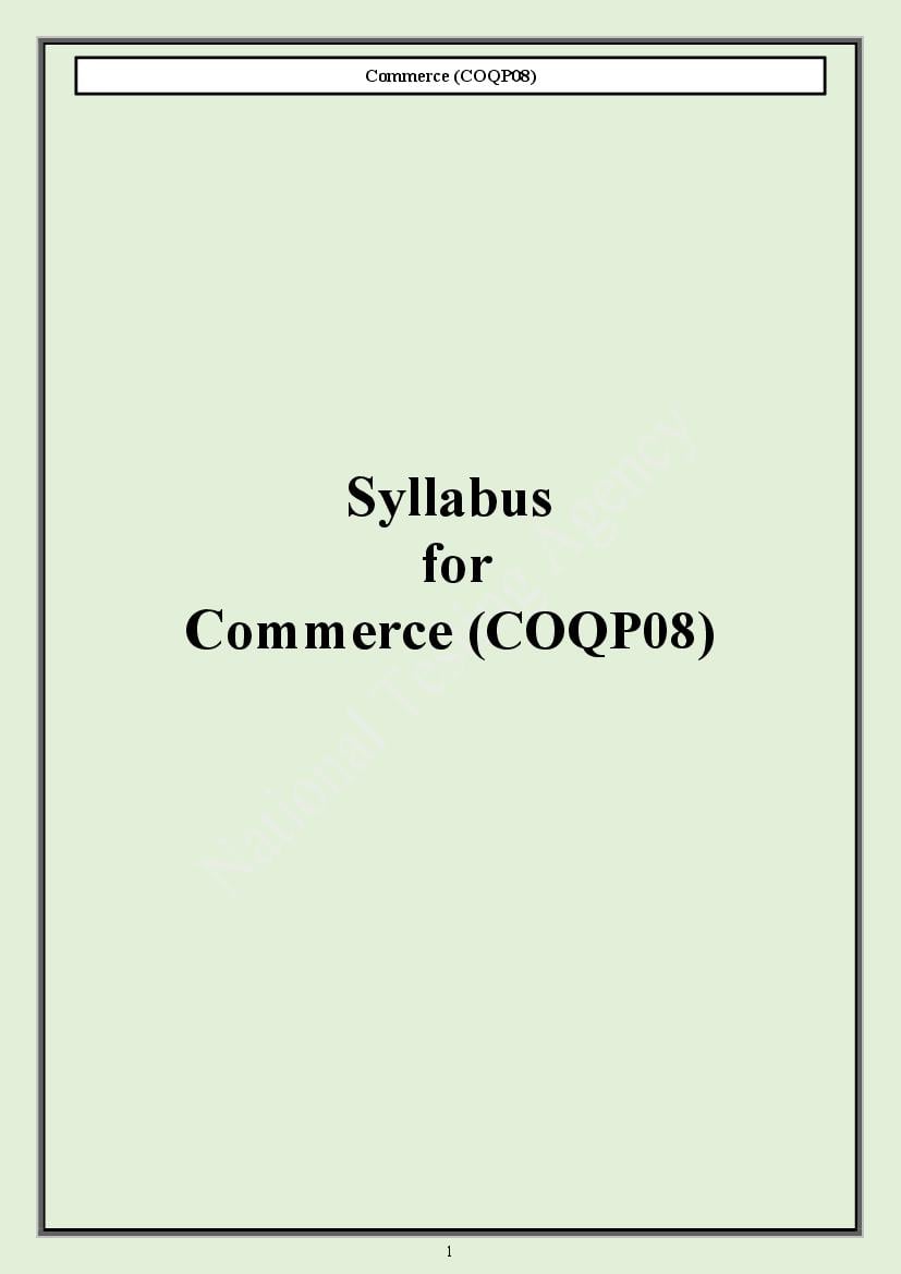 CUET PG 2024 Syllabus Commerce - Page 1
